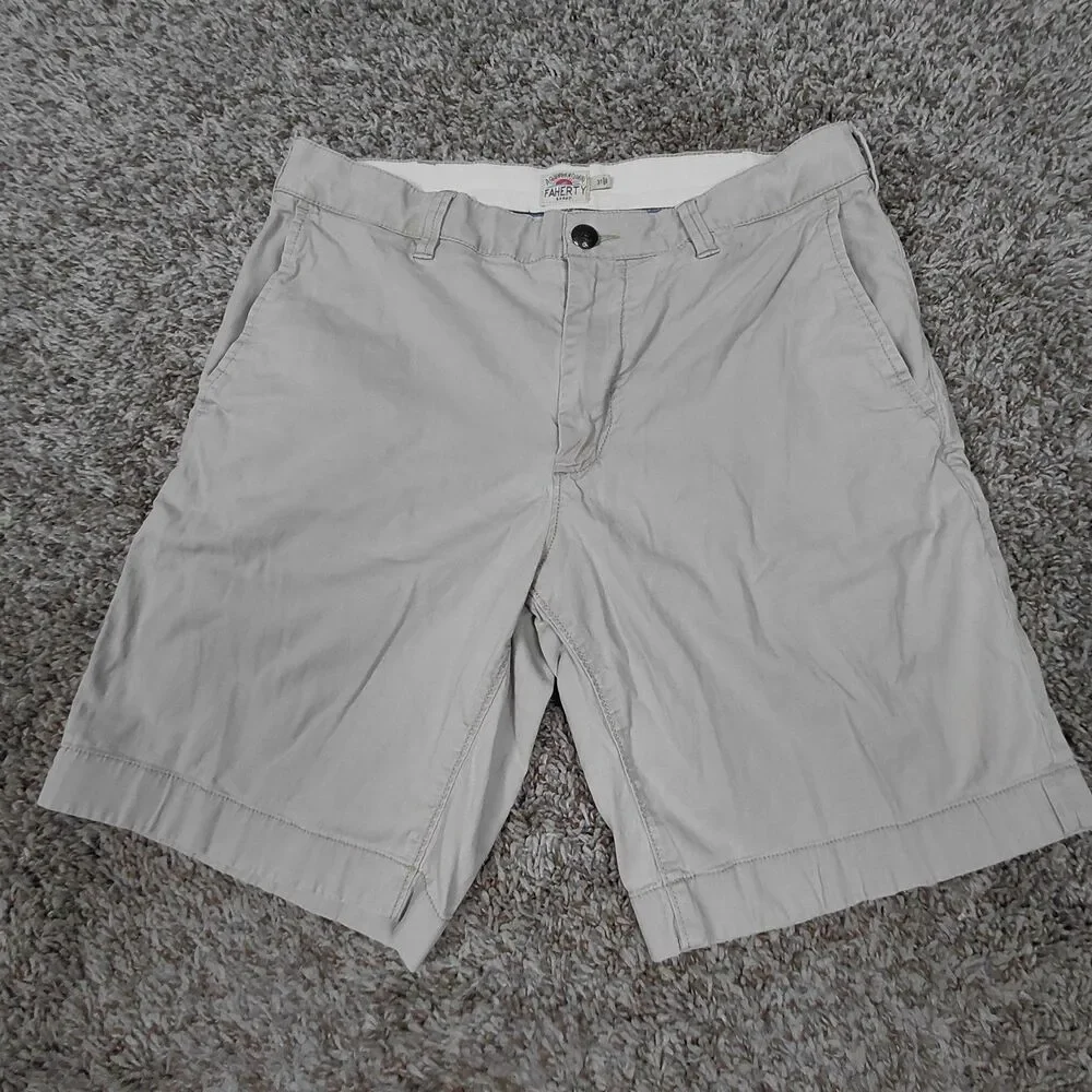 Faherty Shorts Mens 31 Beige Chino Hiking Stretch 8.5